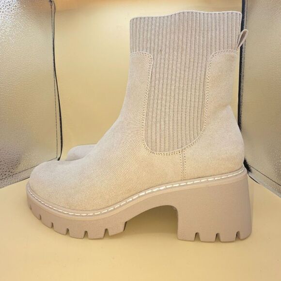 Womens Chelsea Boots Elastic Slip On Chunky Heel Lug Sole Platform Boots Size 9 - Picture 4 of 9